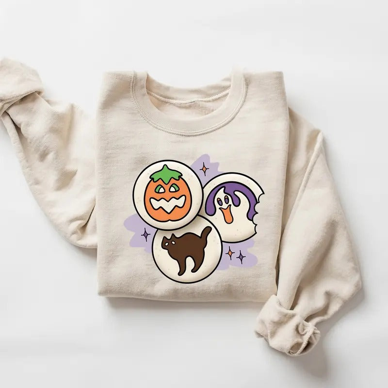 Halloween Cookies Boo Sweatshirt, Halloween Sugar Cookies, Black Cat Pumpkin Boo Ghost Shirt, Halloween Cookies Shirt, Black Cat Halloween, Pumpkin Face Halloween Shirt, Fall Halloween Gift Shirt