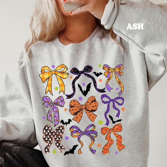 Halloween Coquette Bow Sweatshirt ~ Unisex Apparel Relaxed Fit Printed In The USA Clothing Womenswear Casual Comfort Cotton Top Athletic Boho Chic