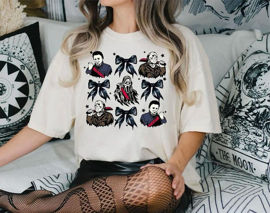 Halloween Coquette Shirt, Scary Movie T-Shirt, Summerween Tee, Horror Coquette Shirt, Halloween Bow Sweatshirt