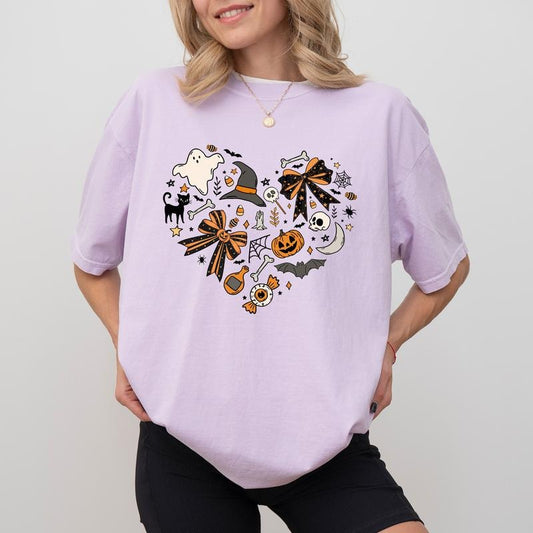 Halloween Doodles Hearth Shirt Comfort Colors, Vintage Witchy Shirt,  Cute Halloween Tshirt for Women, Halloween Witch Tee for Girls, Halloween Doodles Tee, Spooky Season Outfits, Casual Women's Tops, Fall Womenswear, Cotton Fabric Relaxed Fit Chic Style