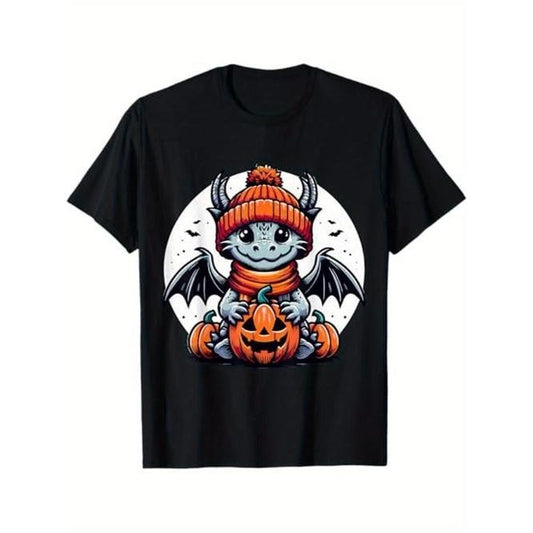 Halloween Dragon Pumpkin T-Shirt, Halloween Thanksgiving Christmas Gift for Men Women Family Friends Made in USA