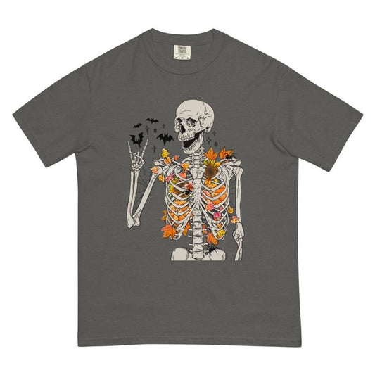 Halloween Floral Skeleton tee, Retro Skeleton Shirt, Spooky Season Shirt, Summerween shirt, Comfort Colors Halloween Shirt, Casual Shirt Unisex, Halloween Clothing, Graphic Halloween Apparel, Casual Cotton T-shirt, Unisex Halloween