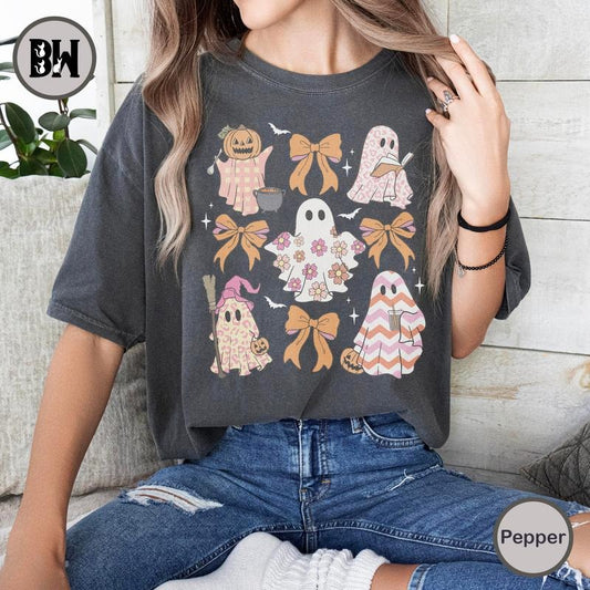 Halloween Ghost Comfort Colors Shirt, Halloween Coquette Shirt, Ghost Book Shirt, Halloween Book TShirt, Vintage Halloween, Bookish Ghost Sweatshirt