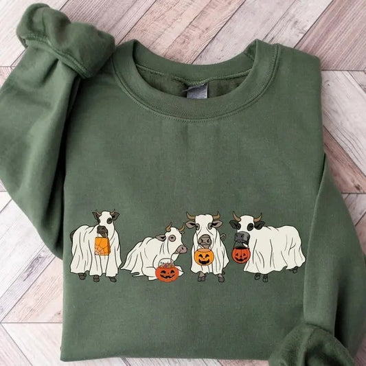 Halloween Ghost Cow Sweatshirt, Western Halloween Cow Sweatshirt, Halloween Cowboy Shirt, Halloween Ghost, Halloween Cow, Halloween  T-shirt, sweater and Hoodiestyle{n002}2