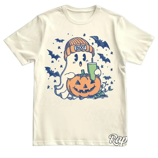 Halloween Ghost Vintage Shirt, Retro 90s Fall Tshirt, Cute Spooky Season Graphic Tee, Thanksgiving Outfit Cotton Menswear