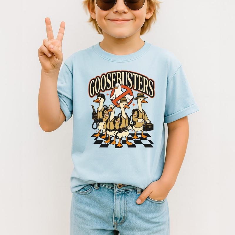 Halloween Goose Busters Squad, funny Halloween Shirts Group Tees Printed - Youth Comfort Colors Garment-Dyed Heavyweight T-Shirt