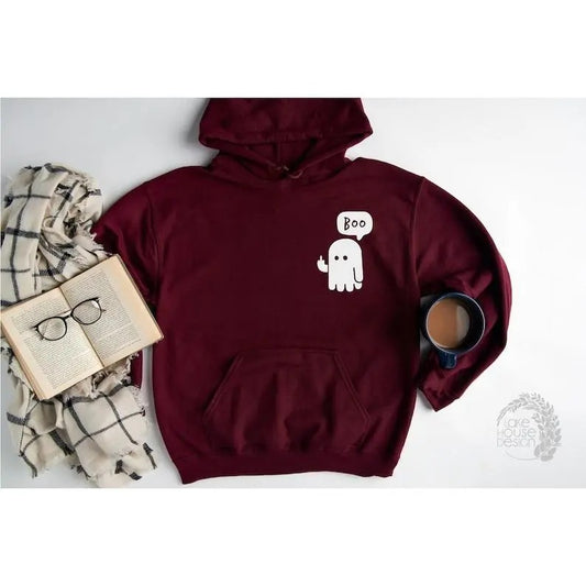 Halloween Hoodie Sweatshirt, Boo Middle Finger Sweatshirt, Ghost Funny Hoodie, Halloween Ghost Hoodie, Funny Ghost Sweatshirt