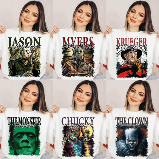 Halloween Horror Characters Bundle Shirt, Retro Halloween Sweatshirt, Horror Halloween Hoodie, Scary movie Shirt, Horror Shirt, Halloween Bundle