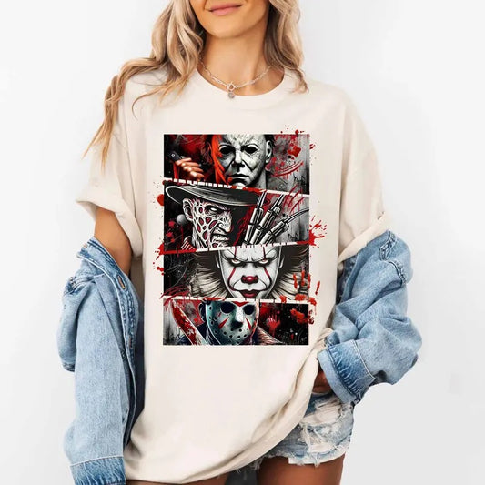 Halloween Horror Characters Shirt, Halloween Shirt, Horror Movie Killers, Friends Horror Characters Shirt, Happy Halloween Gift, Unisex Gift for Women And Men