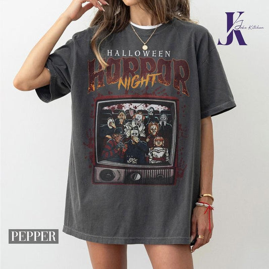 Halloween Horror Nights Shirt, Vintage 90s Halloween Shirt, Halloween Movie Comfort Colors Shirt, Gift for Horror Movie Lover, Spooky Season Horror Shirt Top Womenswear