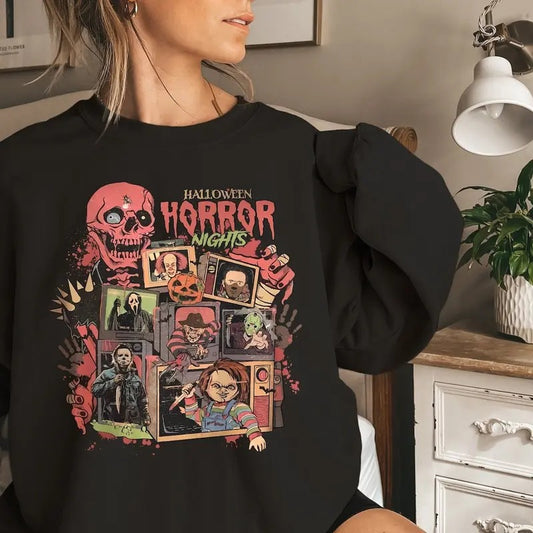 Halloween Horror Nights Universal Studios Sweatshirt,Horror Halloween shirt,Scary Movie Tee,GhostFace Shirt,Freddy,Chucky,Horror Movie Shirt