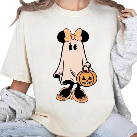 Halloween Minnie Mickey Ghost Comfort Colors Shirt, Retro Mickey Minnie Spooky Season Tshirt, Cute Halloween Gifts