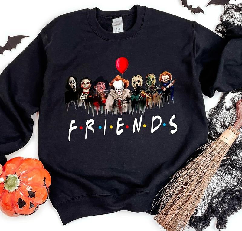 Halloween Movie Friends Crewneck, Halloween Characters Sweatshirt, Friends Halloween Shirt, Scary Movie Characters Shirt, Halloween Friends Shirt, Scary Movie Sweater, Summerween Shirt