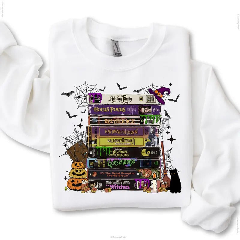 Halloween Movies Hocus Pocus The Witches VHS Tapes Sweatshirt, Unisex Classic T-Shirts in all Sizes all Colors