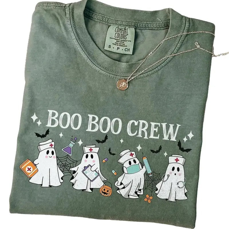 Halloween Nurse Shirt, Boo Boo Crew Tee, Cute Nurse Halloween Comfort Colors Tshirt, Nurse Gift For Women, Spooky Season Shirt