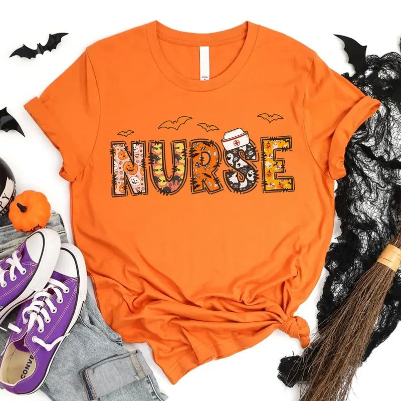 Halloween Nurse T-shirt, Halloween Nursing Tee, Nurse Fall Shirt, Nurse Halloween, Halloween Shirt, Nurse Gift for Halloween