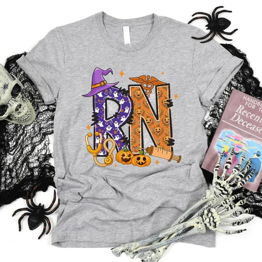Halloween RN Nurse Shirt - Registered Nurse Witch Pumpkin T-Shirt - Spooky Medical Fall Tee