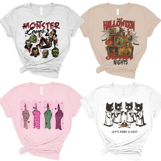 Halloween Shirts Round 4- Print is Sublimation, Unisex Non-Fitted T-Shirt,Funny Tee, Gift Idea, Relaxed Fit, Casual Apparel,Great with Jeans Top Womenswear