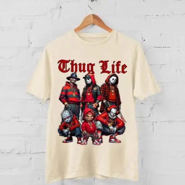 Halloween THUGLIFE Shirt, Halloween Horror Characters Shirt, Halloween Graphic Tee Shirt