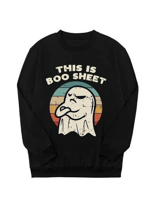 Halloween Themed Sweatshirt, Casual Long Sleeve Round Neck Pullover for Daily Wear, Clothing for All Seasons T-Shirts, Hoodie