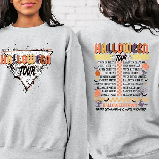 Halloween Tour Two Sided T-Shirt, Halloween Vibes, Retro Halloween T-Shirt, Cute Ghost T-Shirt, Halloween Sweatshirt, Halloween Party Shirt