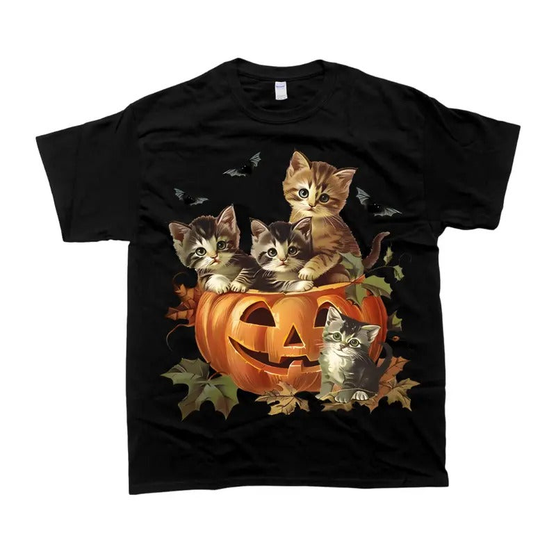 Halloween Tshirt, Vintage 90s Cat Halloween Shirt Retro Halloween Unisex Tshirt, Men's Tshirt, Women's Tshirt Crewneck Casual