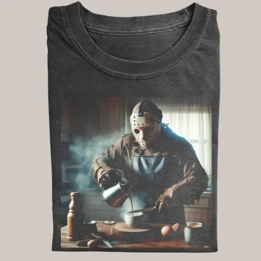 Halloween Vintage Tees, Jason Voorhees Cooking T-shirt, Horror Movie Shirt, Unisex Funny Halloween Shirt Menswear Womenswear Streetwear