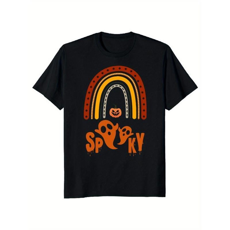 Halloween letter pattern trend Frontline Personalized flat print Men's T-shirt comfortable summer cool leisure sports preferred Made in USA