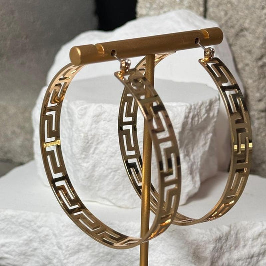 Halo Edge Hoops - Radiant Gold Medium-Sized Delicate Cutout Detailing Ultra-Lightweight Sculptural Airy Versatile Jewelry...