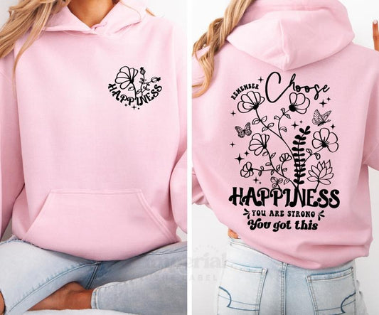 Happiness Hoodie, Positive Vibes Hoodie, Motivational Graphic Hoodie, Cozy & Stylish Sweatshirt for Women, Inspirational Clothing for Joy & Positivity, Trendy Comfort Hoodie, Perfect Gift for Happiness Seekers