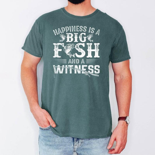 Happiness Is A Big Fish And A Witness Shirt Fishing Gift Fisherman Dad Shirt Fishing Rod Shirt Fish Catching Lover Sportfishing Shirt