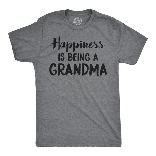Happiness Is Being a Grandma Unisex Fit T shirts Gift Idea Funny Family T shirt Mens Funny T Shirts Cool Tees Soft Stylish Casual Menswear Mother's Day Apparel for Men Funny Grandma Short Sleeve