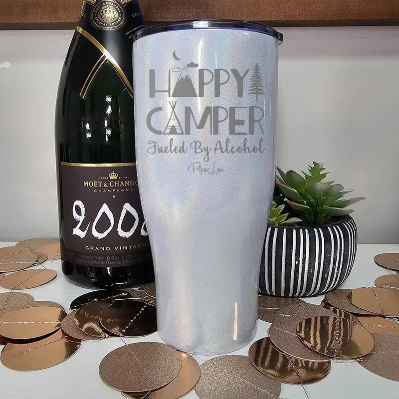 Happy Camper Fueled By Alcohol Laser Etched Tumbler T-Shirts, Hoodie, Sweatshirt | WearSparks.com