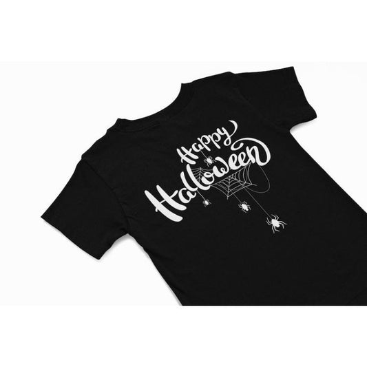Happy Halloween T-Shirt, Halloween party t shirt, Spooky apparel, Witchy t shirts, Gothic Halloween costume t shirt, Spider and cob web tee Made in USA