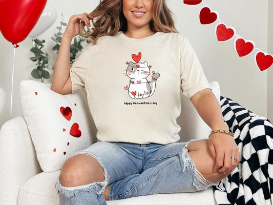 Happy Meowentines Day Tshirt For Cat Mama, Kitten Mom Valentine's Day T Shirt, Meowy Valentines Day Shirt For Her, Valentines T-Shirt, Gifts For Her, Unisex Short Sleeve Tee Shirt, Valentine's Day Gifts, Gifts For Valentines Day Fit Man