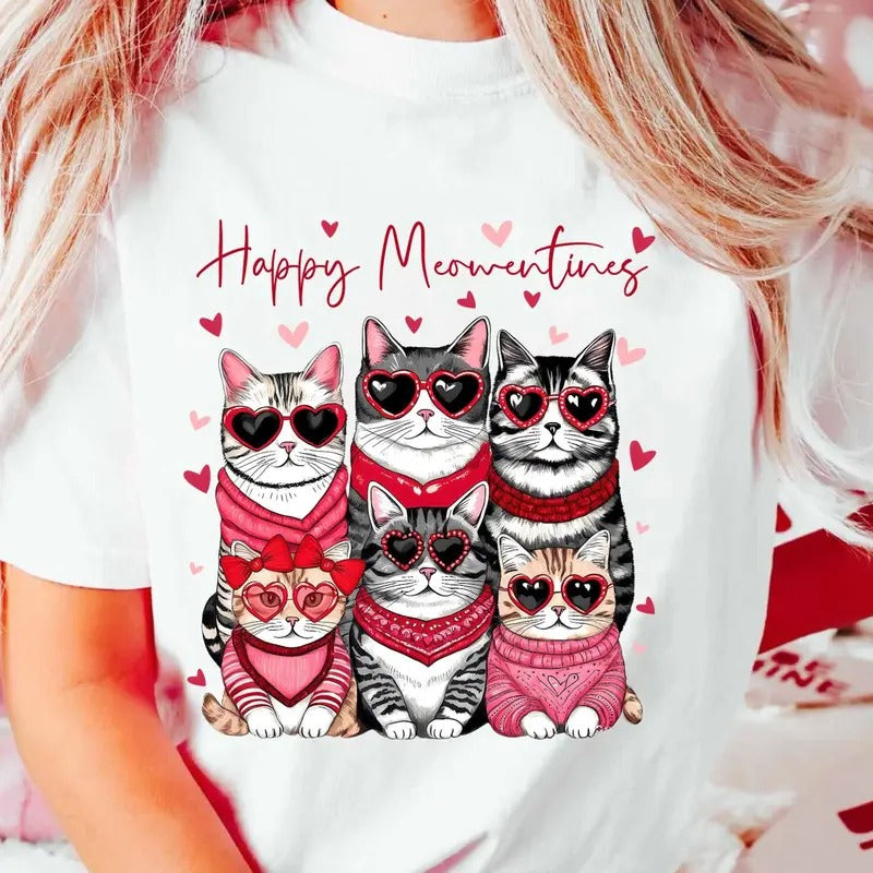 Happy Meowentines Valentine Cat Love Shirt, Valentine Cat Shirt, Cat Lover Shirt, Meowy Valentine Shirt, Valentine Gift, Cat Lover Gift