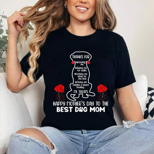 Happy Mother's Day Dog Mom T-Shirt [Unisex Cotton, Short Sleeve, Crewneck, Top Womenswear]