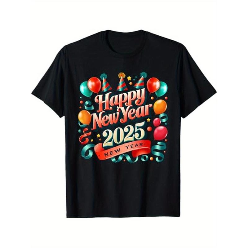 Happy New Year 2025 Party - Funny New Years Eve 2025 T-Shirt. 100% Cotton, New Year 2025 gift for humorous people, Black Short Sleeve T-Shirt, S - XXXL made in usa