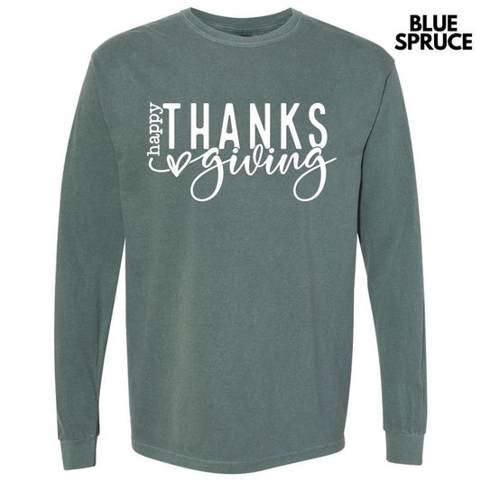 Happy Thanksgiving White Long Sleeve Comfort Colors T-Shirt 'NLB' Hoodie, Sweatshirt | WearSparks.com
