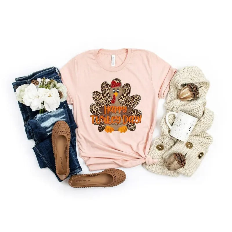 Happy Turkey Day Shirt, Cute Turkey Shirt, Turkey Shirt, Happy Thanksgiving Shirt, Thanksgiving Shirt, Fall Shirt, Thanksgiving Gift Cotton Menswear