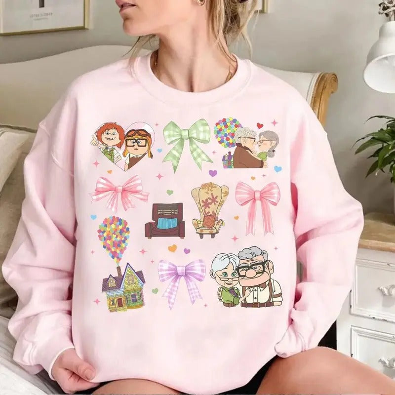 Happy Valentine Cartoon Tshirt Sweatshirt, Valentine Movie Shirt, Valentine Coquette Bow Shirt, Valentine Couple Shirt