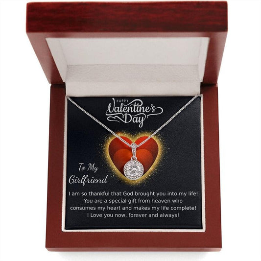 Happy Valentines Day Necklace, To My Girlfriend Necklace, I Am So Thankful That Valentine Jewelry For Girlfriend, Imitation Diamond Pendant, Faith Based, Gift From Heaven, Love Necklace With Message Card