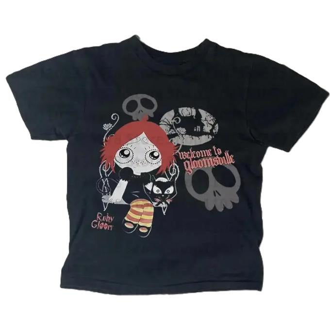 Harajuku Goth Short Sleeve Y2K Style Letter Print Fairy Grunge Summer E-girl White Crop Top Slim 2000s Star Streetwear T-shirts