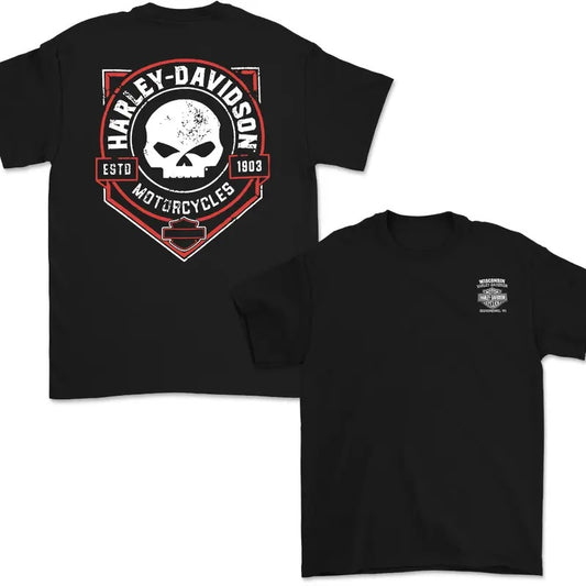 Harley Davidson Skull Hoodie, Motorcycle idea Shirt, Menswear Top, Vintage Graphic Shirt, Motor Shirt, Gift For Men
