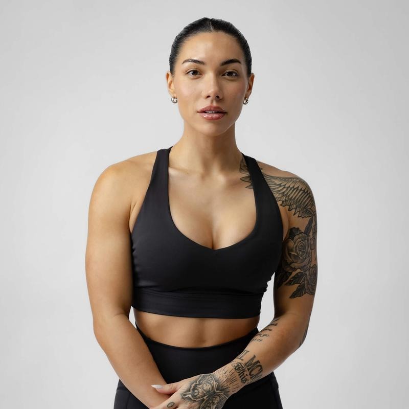 Harmony Women's Plain Black Running and Training Bra with Medium to High Support T-Shirts, Hoodie, Sweatshirt