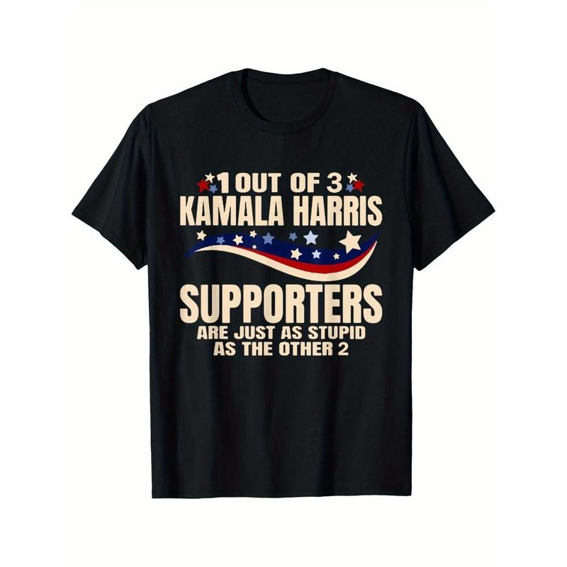 Harris Supporters Stupid Trendy Cotton Tops Short sleeve, street style short sleeve T-shirt, comfortable version of men's T-shirt, round neck T-shirt, super soft, breathable, moisture wopping, casual summer T-shirt Made in USA
