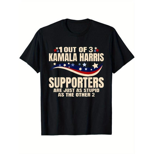 Harris Supporters Stupid Trendy Cotton Tops Short sleeve, street style short sleeve T-shirt, comfortable version of men's T-shirt, round neck T-shirt, super soft, breathable, moisture wopping, casual summer T-shirt Made in USA