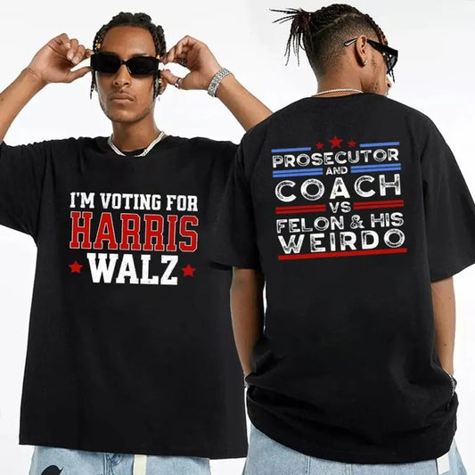 Harris Walz 2024 T Shirt, Sweatshirt, Prosecutor And Coach Vs Felon And His Weirdo T Shirt, Democrat's Tee, Harris 24 Election Sweatshirt, Unisex Short Sleeve Tee Shirt, Casual Clothing