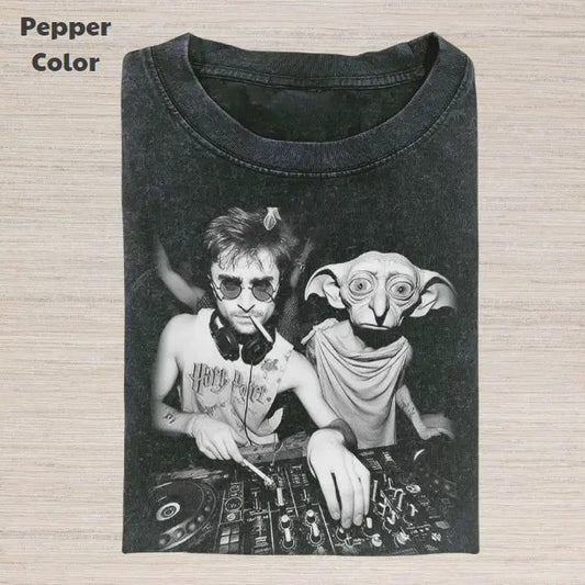 Harry Potter Vintage Graphic Tee, Harry Dobby Dj T-Shirt, Movies Tee, Unisex Meme Cringe Funny Dumb Shirt, Menswear Womenswear Streetwear Cotton Comfort