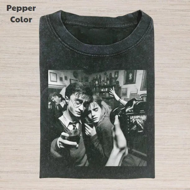 Harry Potter Vintage Graphic Tee, Harry Hermione T-Shirt, Movies Tee, Unisex Meme Cringe Funny Dumb Shirt, Menswear Womenswear Streetwear Cotton Comfort